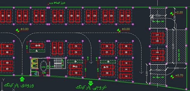 نقشه ها معماری پارکینگ طبقاتی (دارای پارکینگ معلولین)