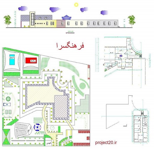 پلان و نقشه های اتوکدی فرهنگسرا-نمونه دوم