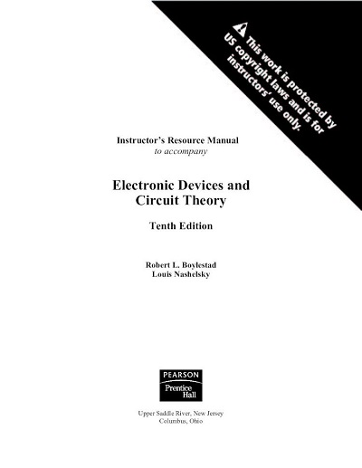 حل مسائل نظریه قطعات و مدارهای الکترونیک نشلسکی در 372 صفحه به زبان انگلیسی و به صورت PDF