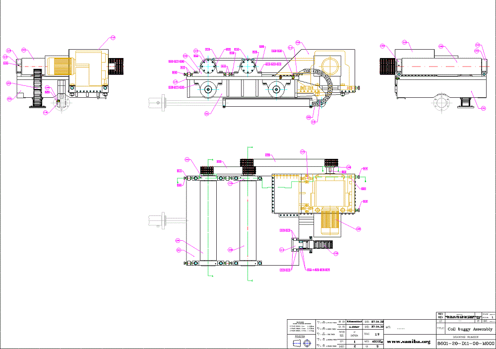 طراحی و نقشه کلی دستگاه حمل کویل فولادی Coil Buggy Assembly