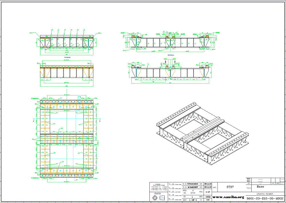 طراحی و نقشه  قسمت Base از دستگاه Uncoiler