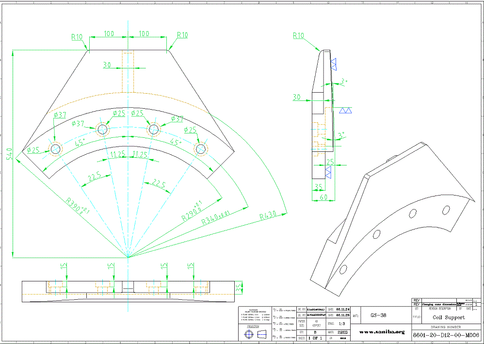 طراحی و نقشه قسمت Coil Support از دستگاه Uncoiler