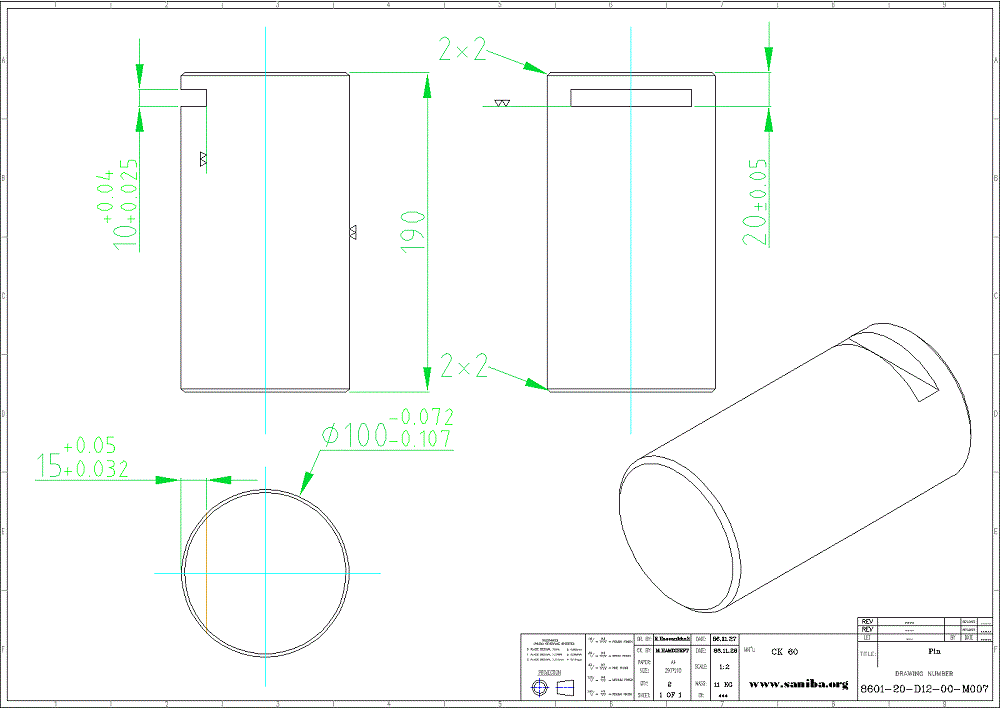 طراحی و نقشه  قسمت   Pin  از دستگاه کویل بازکن Uncoiler