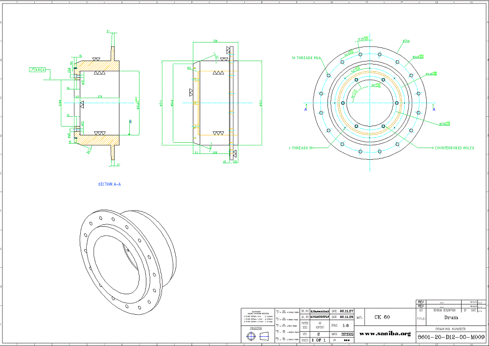 طراحی و نقشه  قسمت Drum از دستگاه کویل بازکن Uncoiler