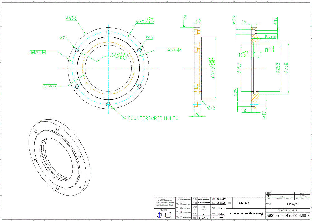 طراحی و نقشه  قسمت Flange از دستگاه کویل بازکن Uncoiler
