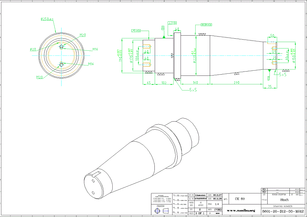 طراحی و نقشه  قسمت  Shaft  از دستگاه کویل بازکن Uncoiler