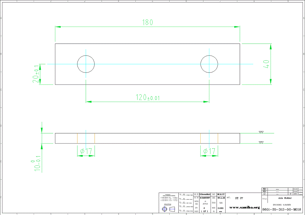 طراحی و نقشه  قسمت  Axle Holder از دستگاه کویل بازکن Uncoiler