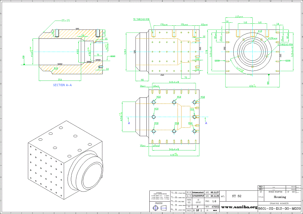 طراحی و نقشه  قسمت Housing  از دستگاه کویل بازکن Uncoiler
