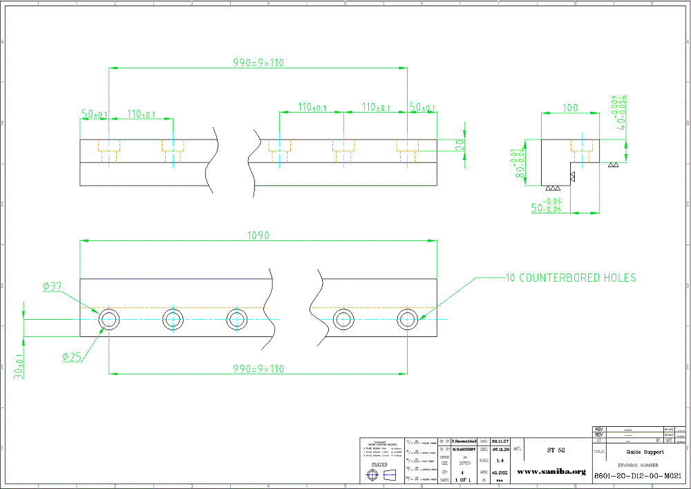 طراحی و نقشه  قسمت  Guide Support از دستگاه کویل بازکن Uncoiler