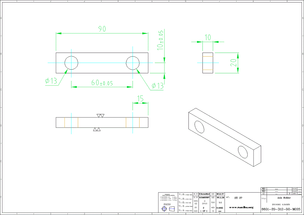 طراحی و نقشه  قسمت  Axle Holder  از دستگاه کویل بازکن Uncoiler