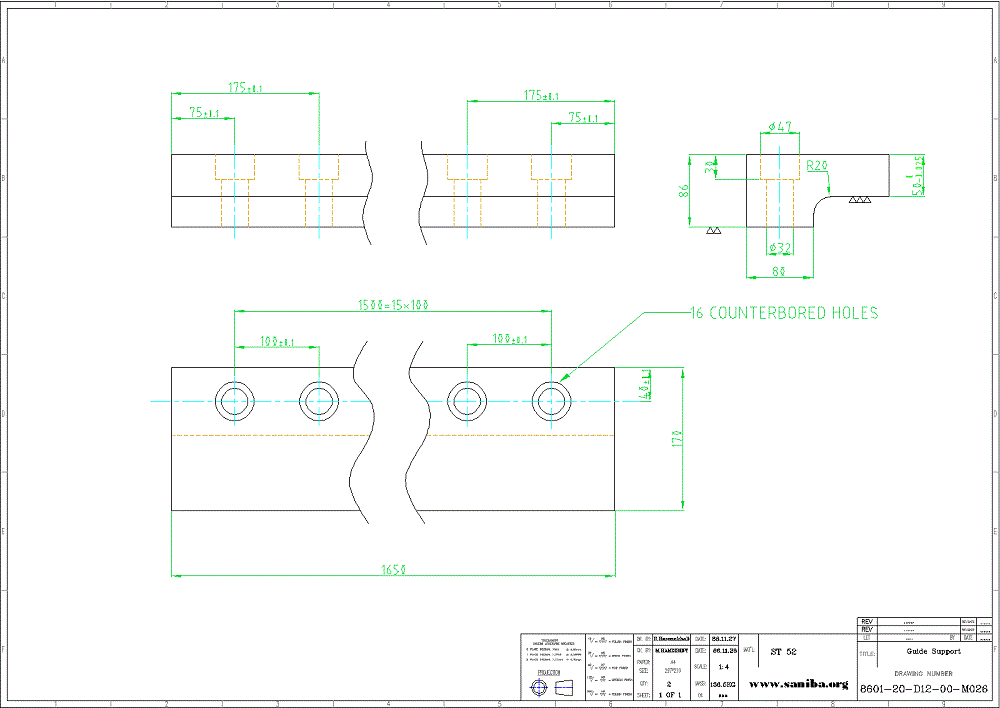 طراحی و نقشه  قسمت  Guide Support  از دستگاه کویل بازکن Uncoiler