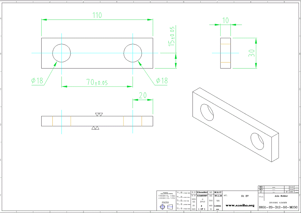 طراحی و نقشه  قسمت Axle Holder  از دستگاه کویل بازکن Uncoiler
