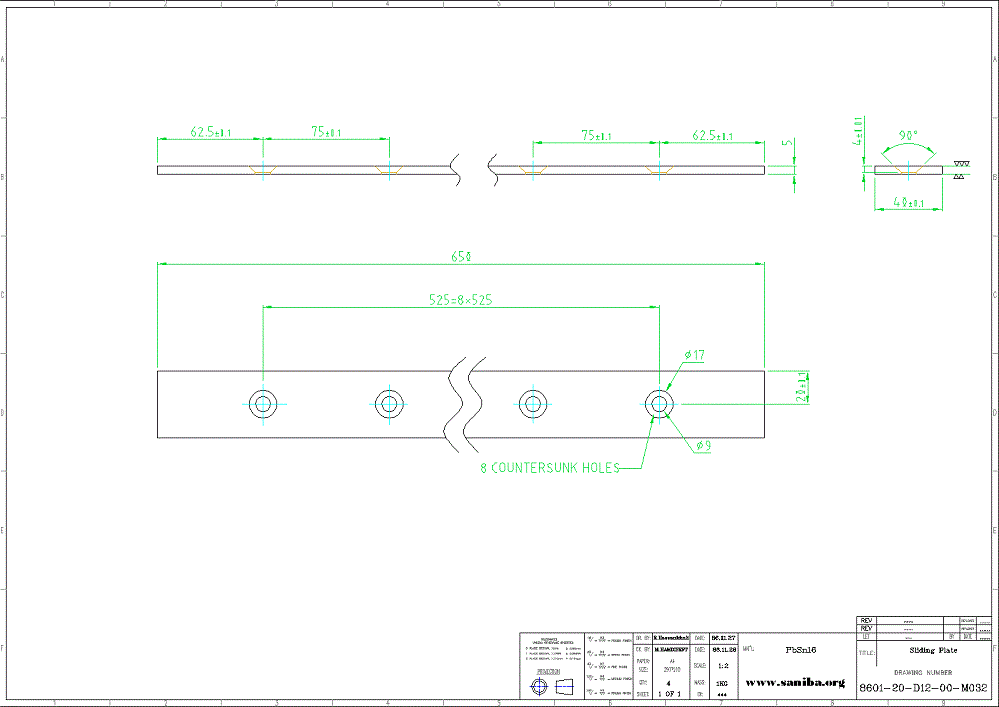 طراحی و نقشه  قسمت Sliding Plate  از دستگاه کویل بازکن Uncoiler