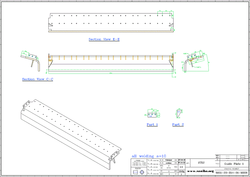 نقشه قسمت  GUIDE PLATE 1 از دستگاه Pinch roll