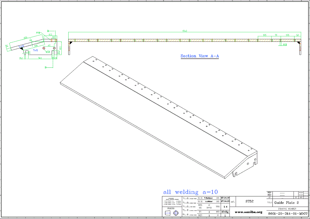 نقشه قسمت  GUIDE PLATE 2 از دستگاه Pinch roll