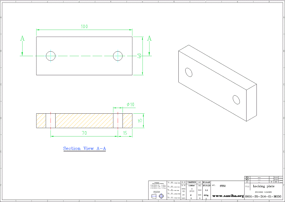 نقشه قسمت  Locking plate از دستگاه Pinch roll