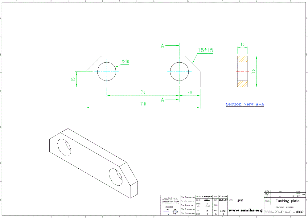 نقشه قسمت  Locking plate از دستگاه Pinch roll