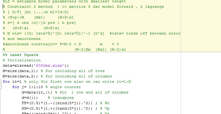 کد،توضیح و مثال های روش های اینورژن(وارون-معکوس)از جمله least Square-SVD-ReduceSvd-Tikhonov_minimumLenght
