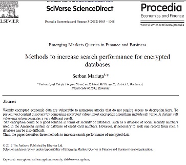 ترجمه مقاله انگلیسی Methods to increase search performance for encrypted databases