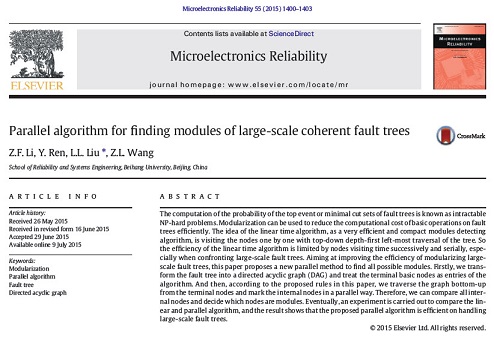 ترجمه مقاله Parallel algorithm for finding modules of large-scale coherent fault trees