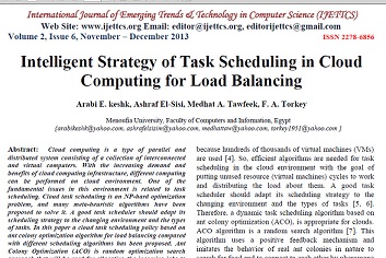 ترجمه مقاله انگلیسی :استراتژی هوشمند زمان‌بندی وظیفه برای تعادل بار در محاسبات ابری
