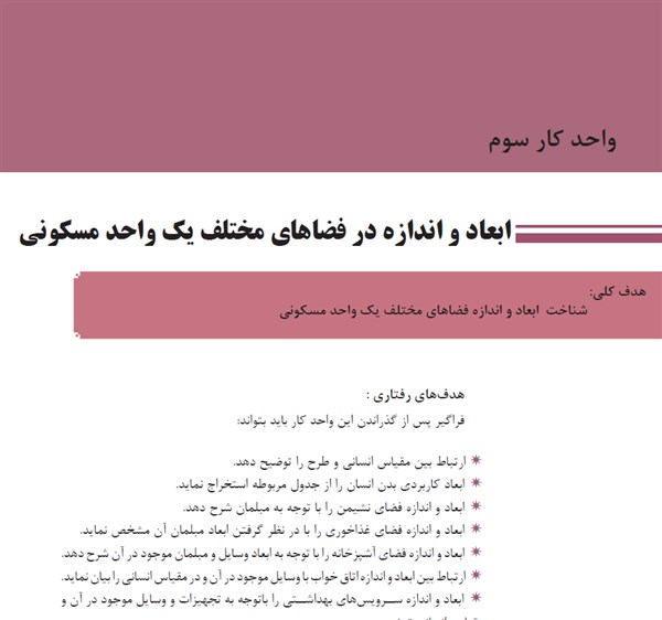 ابعاد و اندازه های انسانی در واحد مسکونی
