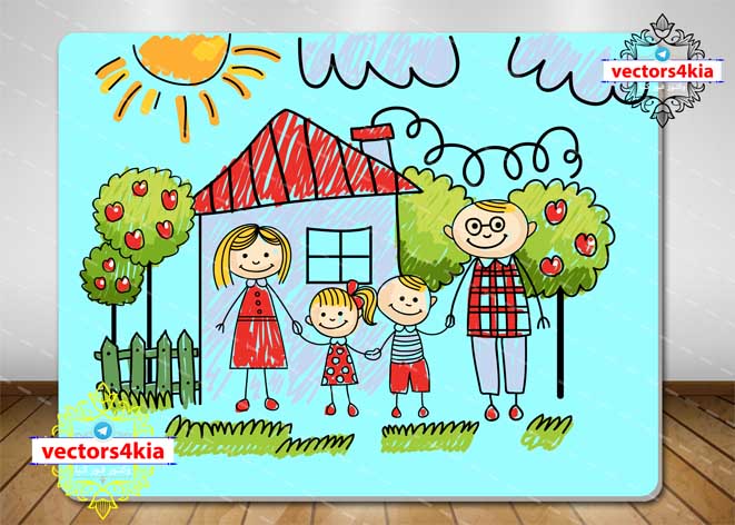 وکتور نقاشی کودک-با فرمت های Ai-EPS-PNG-PSD