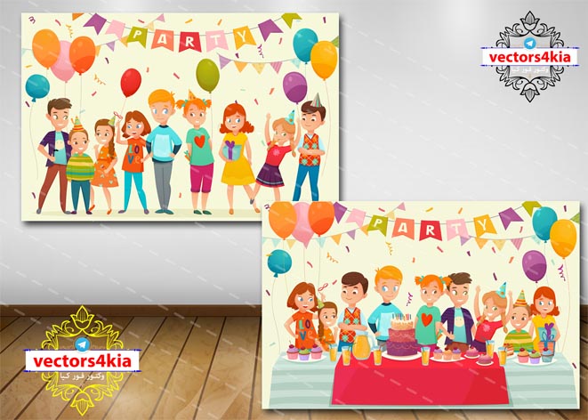 وکتور کودک و جشن تولد - با فرمت های Ai-EPS-PSD-PNG