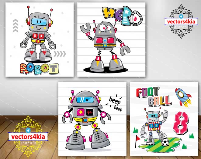 وکتور ربات های کارتونی و فانتزی (8) - با فرمت های - Ai-EPS-PNG-PSD