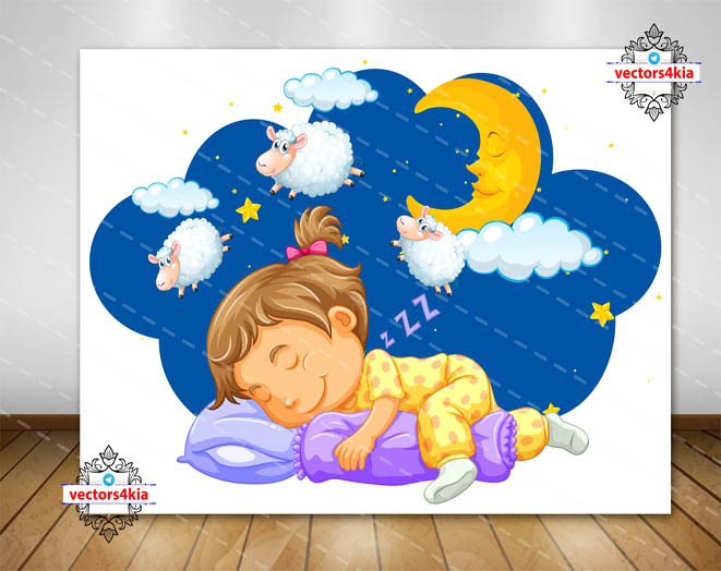 وکتور کودک در حال خواب - با فرمت های Ai-EPS-PSD-PNG