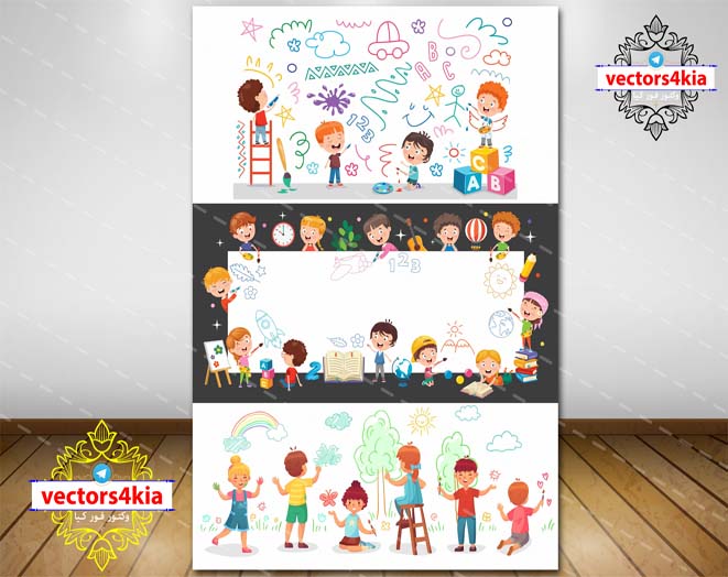 وکتور کودک و نقاشی (7) - با فرمت های Ai-EPS-PSD-PNG