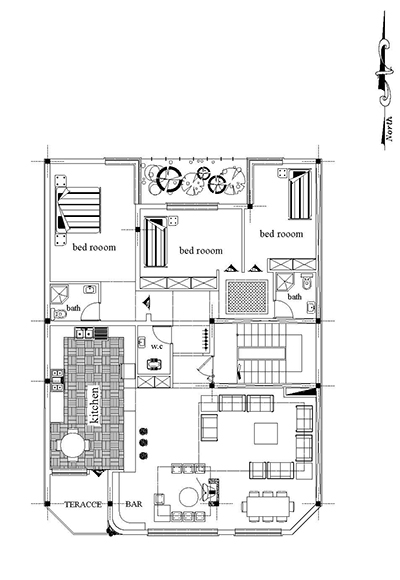 آپارتمان -ابعاد بنا 12 در 23- 180 متر بنا - 3خوابه- تک واحدی-3طبقه روی همکف-پلان همکف پارکینگ و زیر زمین  و تیپ طبقات (1)