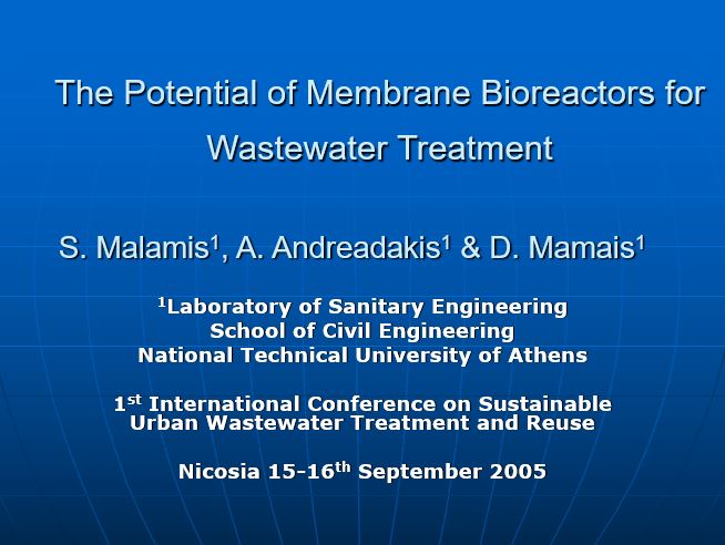 پاورپوینتThe Potential of Membrane Bioreactors for Wastewater Treatment