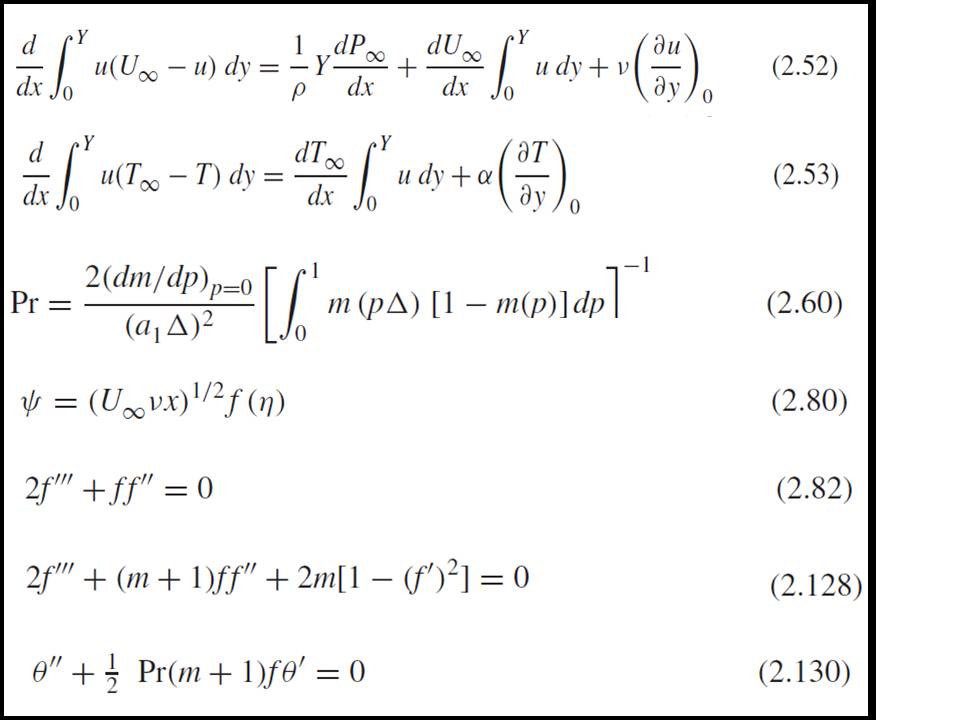 اثبات معادله بلازیوس ،حل انتگرالی مومنتوم و انرژی و  چند معادله ی فصل دوم کتاب حرارت پیشرفته بجان