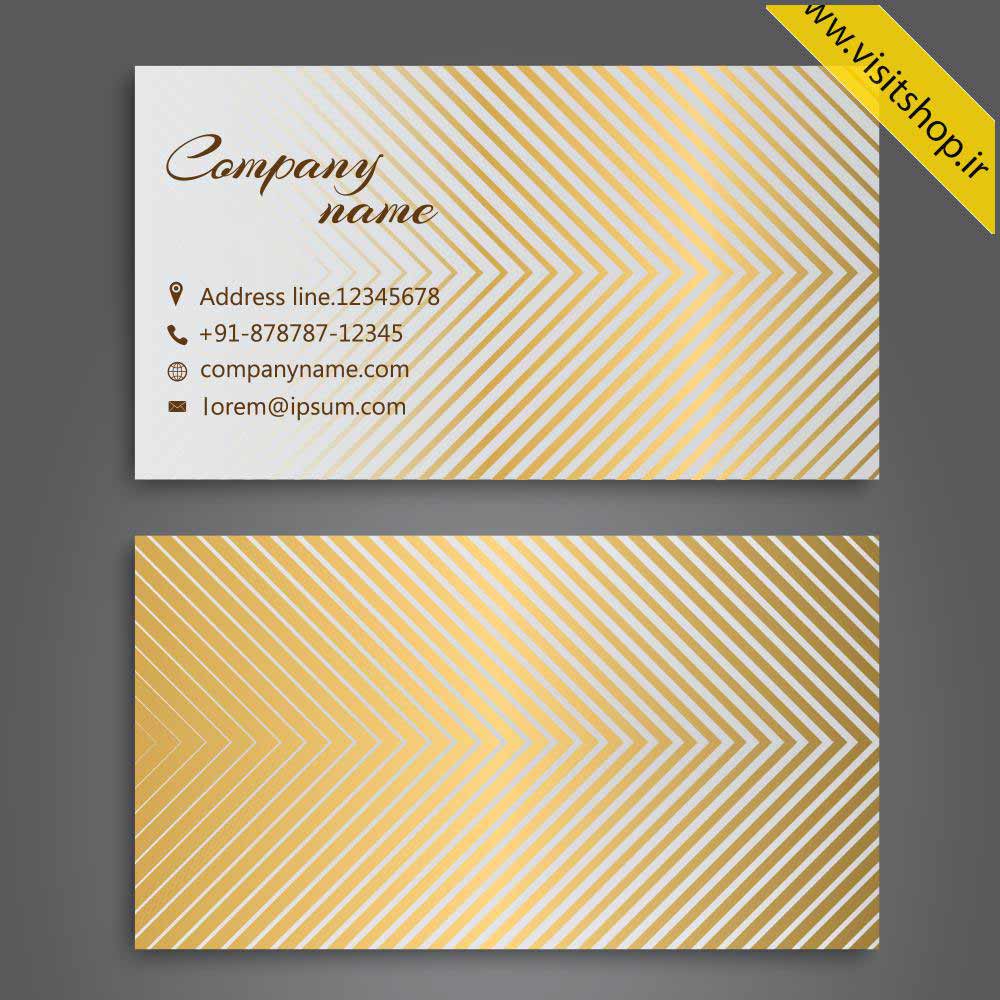 دانلود کارت ویزیت ساده و حرفه ای خطوط طلایی زمینه خاکستری