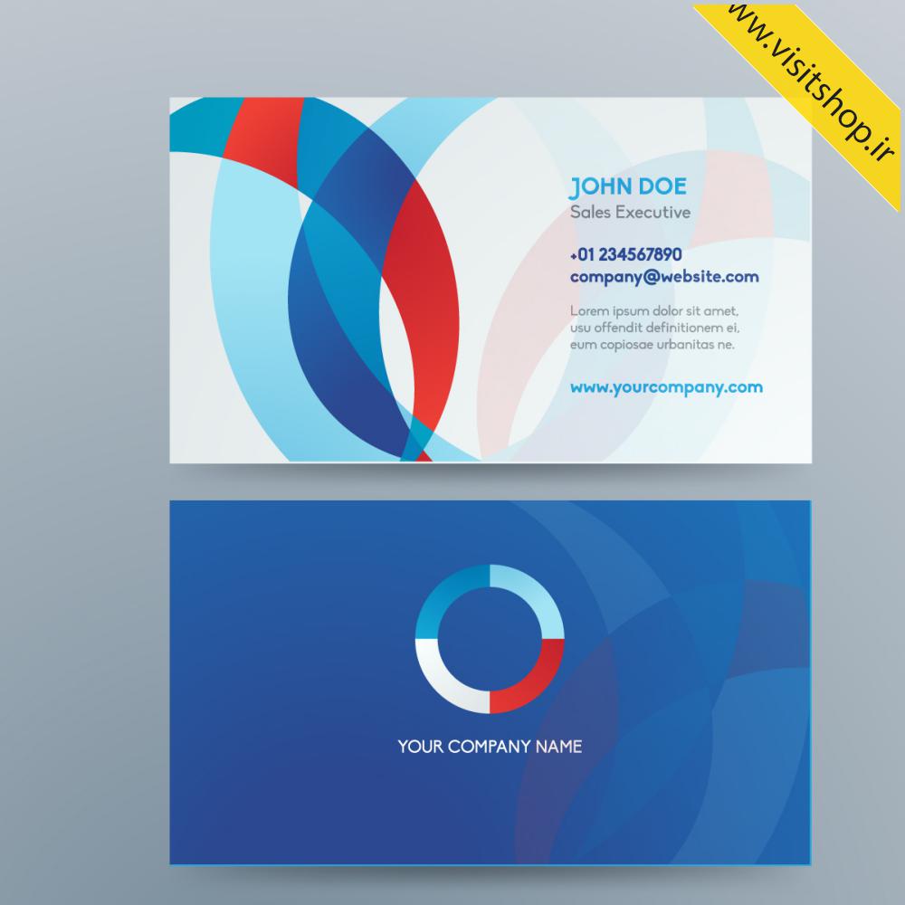 نمونه آماده کارت ویزیت قرمز آبی زمینه خاکستری روشن