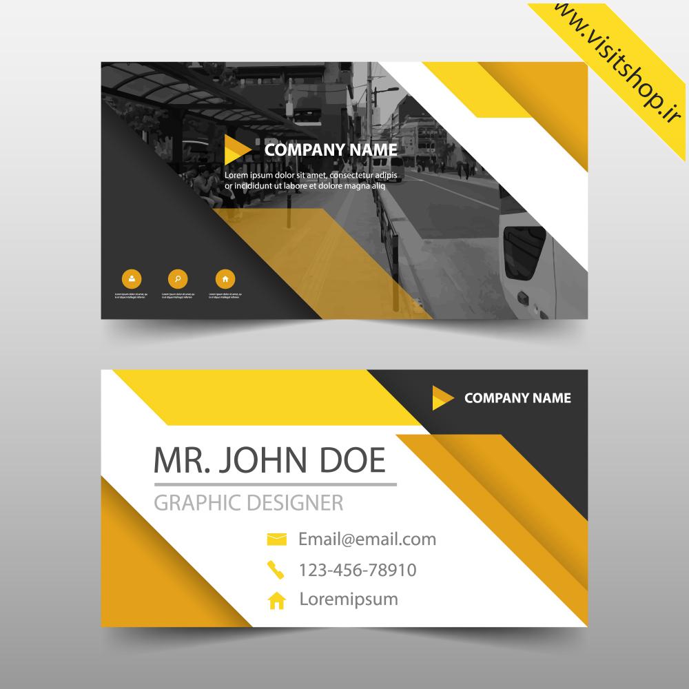 دانلود کارت ویزیت مدرن و حرفه ای جدبد سفید بک گراند و حاشیه زرد