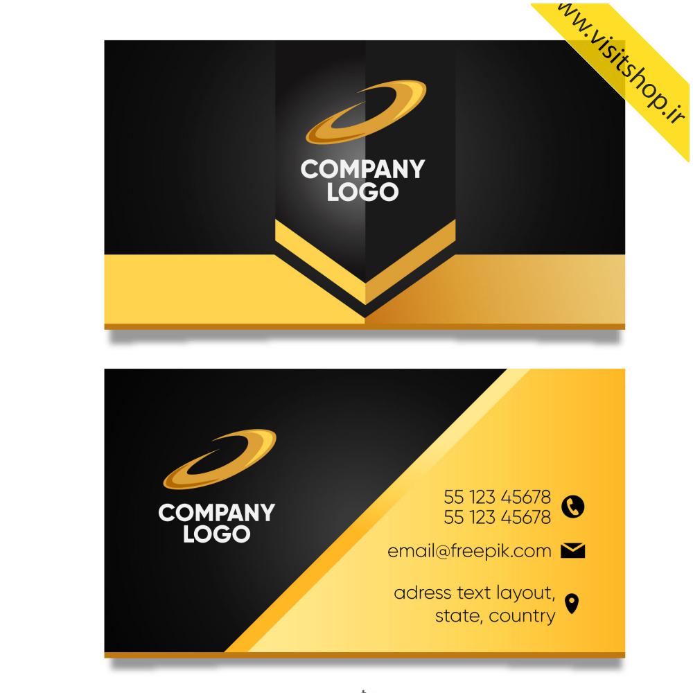 دانلود کارت ویزیت جدید مشکی زرد طلایی شیشه ای حرفه ای