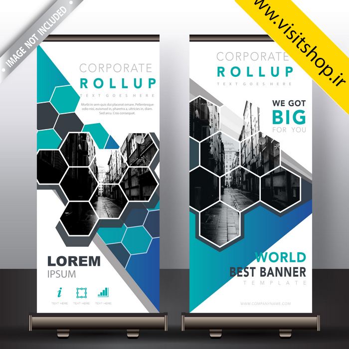 دانلود بنر استند لایه باز تبلیغاتی طرح شش ضلعی