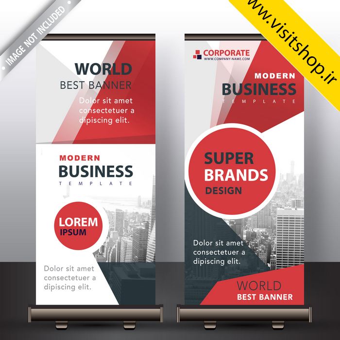 دانلود بنر استند لایه باز قرمز نقره ای طرح زیبا و شیک