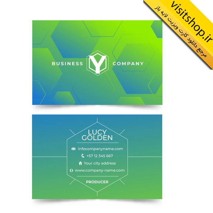 دانلود کارت ویزیت لایه باز با ترکیب رنگ سبز و آبی خاص برای اولین بار شرکتی شخصی