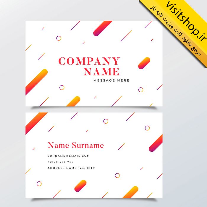 دانلود کارت ویزیت لایه باز حرفه ای و جذاب جدید زمینه سفید و خطوط نارنجی ساده