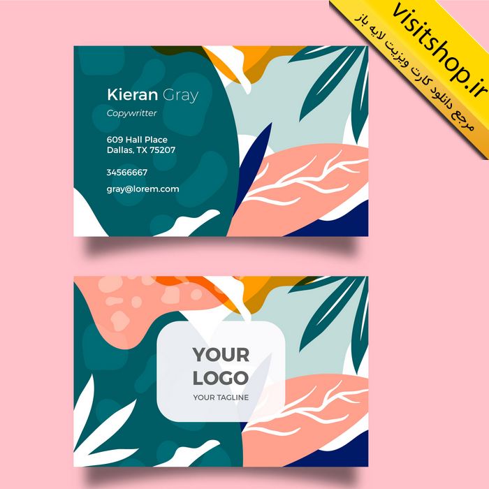 دانلود کارت ویزیت لایه باز طراحی زیبا گرافیکی هنری نقاشی گل جدید