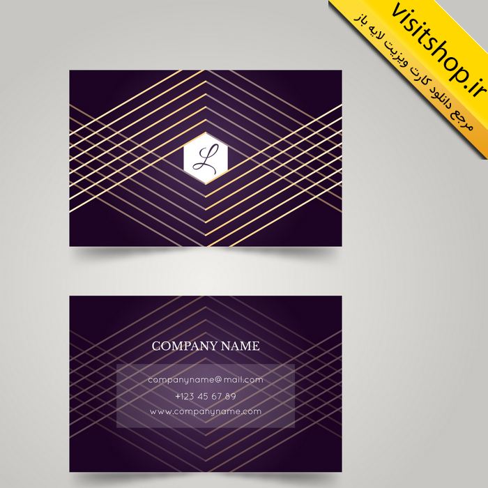 دانلود کارت ویزیت لایه باز حرفه ای جدید با خطوط مثلثی طلایی جذاب و شیک