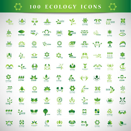 مجموعه لوگو های لایه باز طرح عناصر طبیعت و محیط زیست
