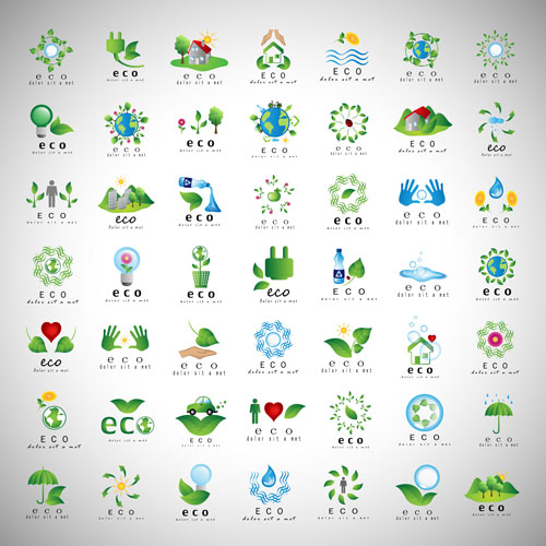 مجموعه لوگو های  لایه باز طرح عناصر طبیعی و محیط زیست
