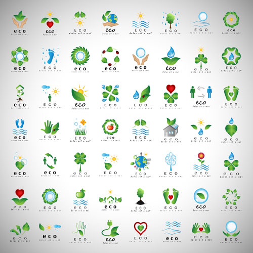 مجموعه لوگو های  لایه باز طرح عناصر طبیعی و محیط زیست 2