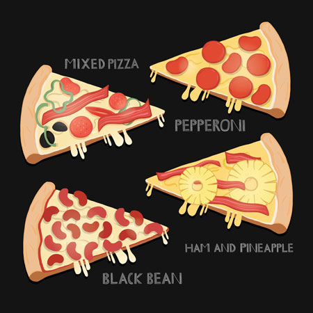 وکتور برش های مختلف پیتزا