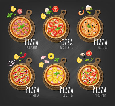 وکتور طرح انواع پیتزا