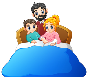 لایه باز وکتور داستان خواندن پدر و کودکان